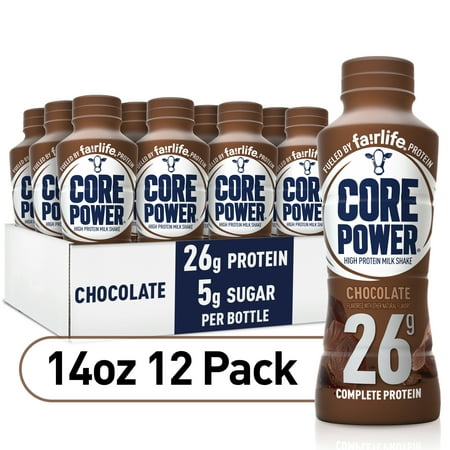 Core Power Protein Shake with 26g Protein by fairlife Milk, Chocolate, 14 fl oz, 12 Count