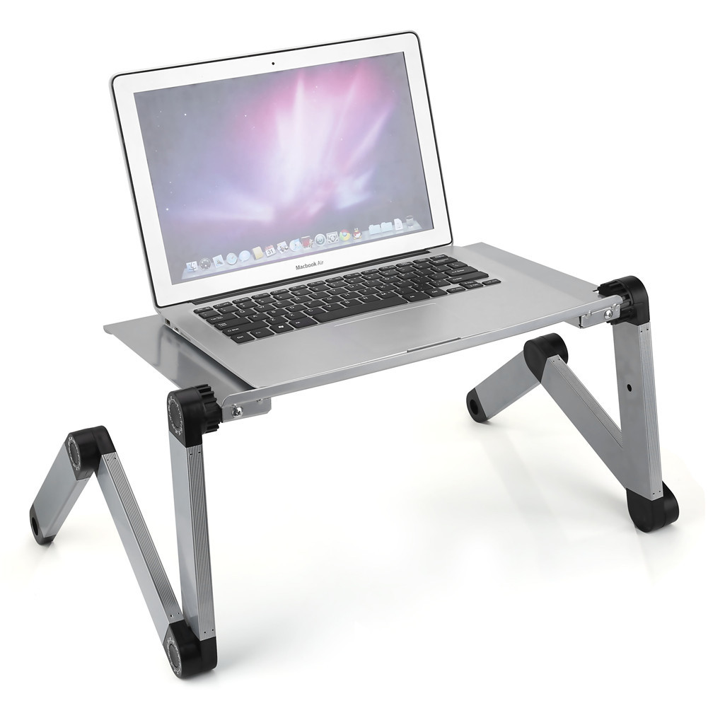 HERCHR Folding Laptop Desk, Adjustable Computer Table Stand Tray, Portable Notebook Stand