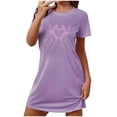 thumbnail image 1 of Jgppe Chemise de Nuit Courte pour Femmes Imprimée Col Rond Manches Courtes Robe de Nuit Robe de Nuit Saint-Valentin, 1 of 3