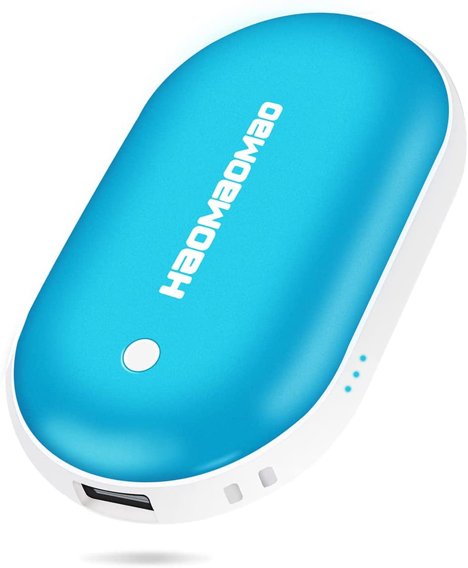 Pocket Reusable Hand Warmer USB Rechargeable Electric Heater Power Bank Blue 