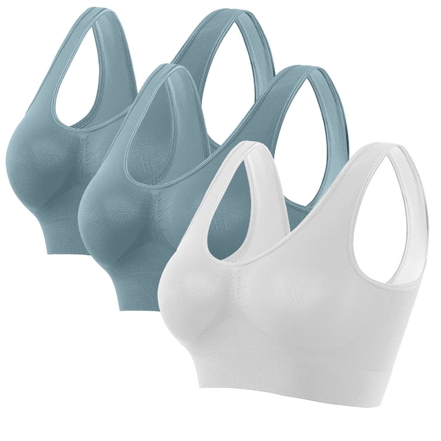 Fiudx Sujetador Deportivo Sin Costuras, Sujetador de Yoga Sin Aros con Almohadillas Extraíbles, Tejido Ligero y Cómodo, Diseño Transpirable, Uso Diario Informal, Moda de Verano para Mujer, Se Recomie
