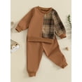 thumbnail image 3 of Suealasg Toddler Baby Boy Clothes Infant Boy 2Pcs Fall Winter Outfits 1T 2T 3T 4T Long Sleeve Contrast Color Sweatshirt + Pants Set, 3 of 7
