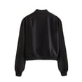 thumbnail image 4 of Chaqueta Universitaria Corta para Mujer, Larga, Abotonada, Informal, con Bolsillos. Negro L, 4 of 7