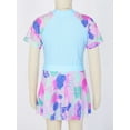 thumbnail image 4 of YONGHS Kids Girls 2 Piece Swimsuits Short Sleeve Rashguard Shirts with Swim Skirts Beach Bathing Suit Light Blue 12-14, 4 of 7