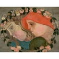 thumbnail image 3 of Tadeusz Makowski 14x12 Black Modern Framed Museum Art Print Titled - Two Heads of Little Girls in a Garland of Flowers (1922), 3 of 5