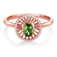 thumbnail image 2 of Gem Stone King 18K Rose Gold Plated Silver Green Tourmaline Ring for Women (0.98 Cttw, Oval 6X4MM, Gemstone October Birthstone, Size 7), 2 of 3