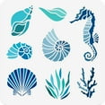 thumbnail image 1 of Plantillas para pintar motivos marinos, 30x30 cm, reutilizables, ideales para manualidades y arte. Aptas para pintar sobre madera, tela, papel, lienzo y muebles., 1 of 9