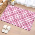 thumbnail image 3 of 2x3 Washable Entryway Rug, White Pink Check Non-Slip Area Rug for Front Door Kitchen Bathroom, Modern Pink Theme Simple Indoor Floor Mat for Home Decor, 3 of 9