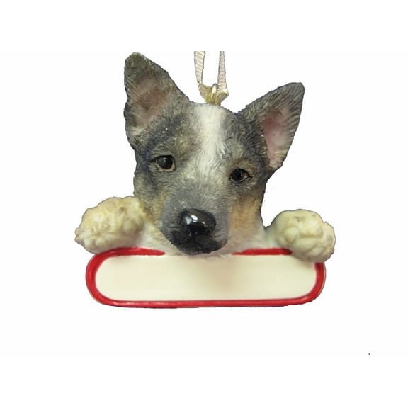 Australian Cattle Dog Ornament "Santa's Pals" With Personalizable Name Plate