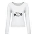 thumbnail image 2 of ICHUANYI Liquidación Mujer Moda Casual Estampado V-Cuello Suelto Manga Larga Camiseta Blusa Jersey ICHUANYI WER202308233827, 2 of 3