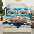 thumbnail image 3 of Erosebridal Coastal Marine Bed Sheets Set Full Size, Kawaii Seashell Bed Sheets Full, Cartoon Beach Decor 4pcs, 3 of 7