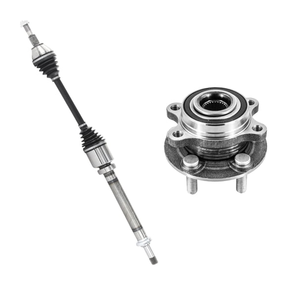 AutoShack Front Passenger Side Set of CV Axle Shaft and Wheel Bearing Hub Assembly 5 Lugs Replacement for 2018 Ford Edge 2.0L FWD HUB060200882