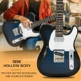 thumbnail image 2 of GLARRY Semi-Hollow Electric Guitar Rosewood Fingerboard with Bag Beginner Dark Blue, 2 of 7