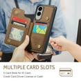 thumbnail image 5 of Allytechgroup Wallet Case for Samsung Galaxy S25 Edge with Credit Card Holder, [RFID Blocking] [Camera Screen Protection] PU Leather Magnetic Clasp Kickstand Shockproof Protective Case, Brown, 5 of 9