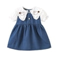 thumbnail image 2 of Amidoa Girls Summer Dresses Short Sleeve A-Line Solid Color Dresses Casual Kids Sundress Blue Size 18, 2 of 9