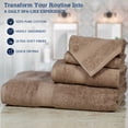 thumbnail image 2 of Casa Lino Cotton Bath Towel Set 4 Piece, 1 Bath, 2 Washcloths, 1 Hand, Soft Absorbent - Brown, 2 of 7