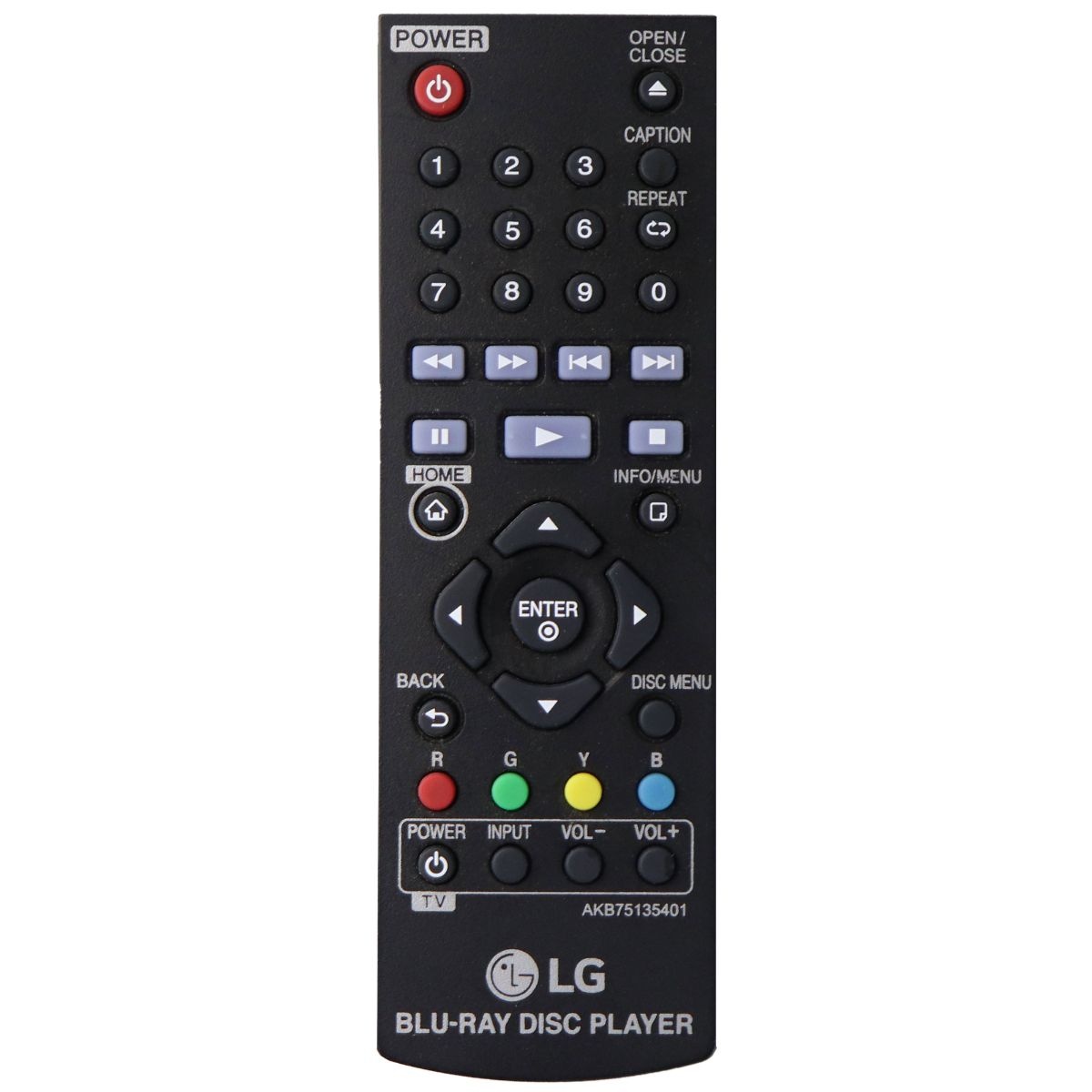 OEM Remote LG AKB75135401 for select LG BluRay Players (Refurbished