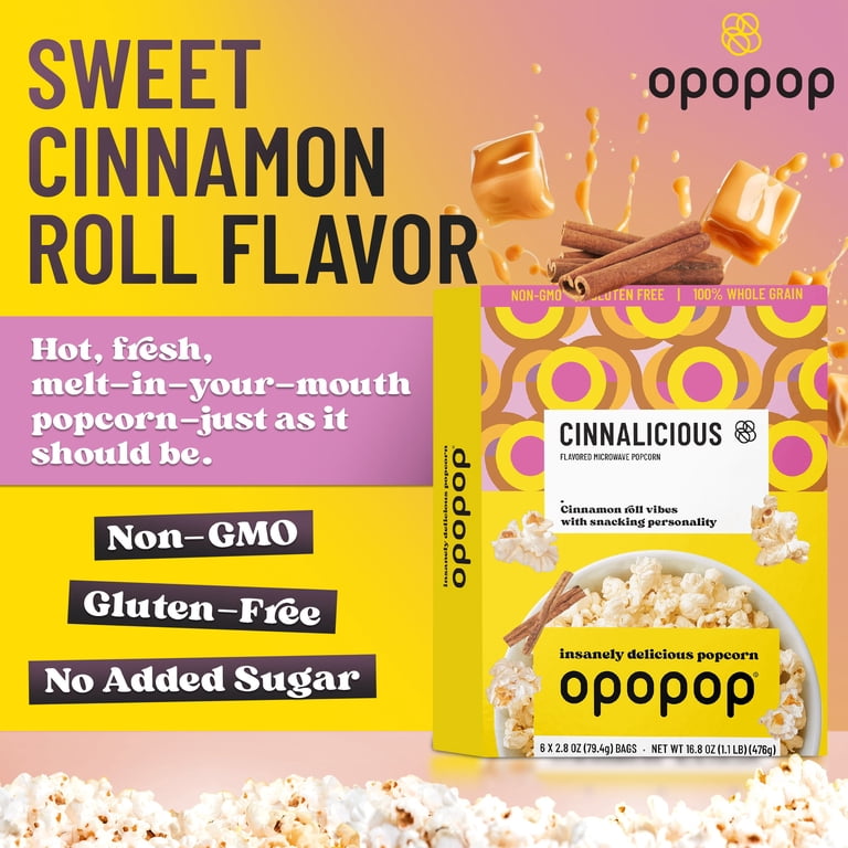 Opopop Microwave Popcorn Cinnalicious Flavor 2.8oz/6ct - Walmart.com