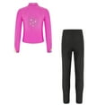 thumbnail image 3 of YONGHS Girls Figure Ice Skating Training Suit Practice Jacket Outerwear with Rhinestones Leggings Set Hot Pink 10, 3 of 6