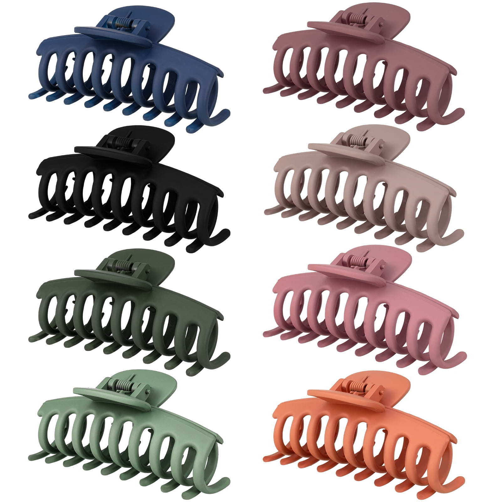 Yaoping 8 PCS Big Hair Claw Clips, Non Slip Matte Large Hair Claw Clips for Women and Girls Thin Curly Hair French Design Accessories(8 PCS)