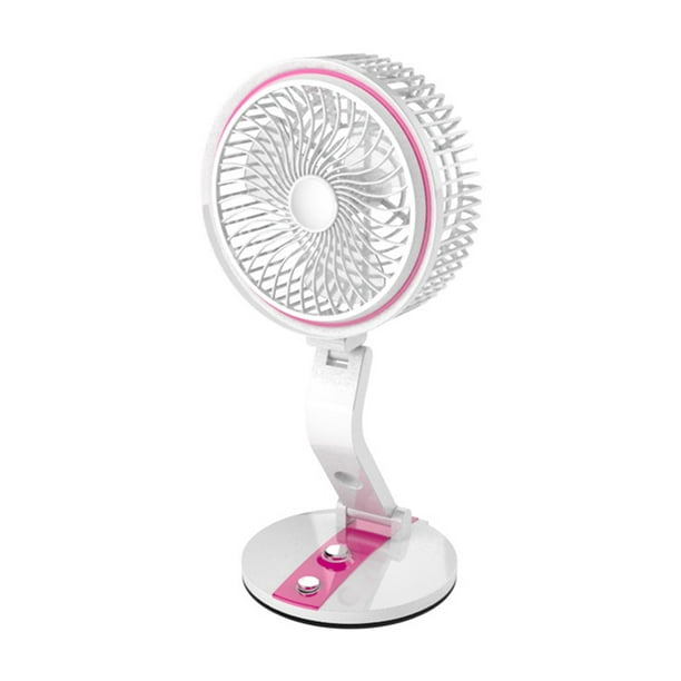 Lámpara de escritorio con ventilador plegable con ventilador de luz de emergencia LED de 1600 mAh (carga USB rosa) Tmvgtek Libre de BPA