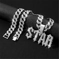 thumbnail image 2 of Men Women Hip Hop Letters STAR Pendant Necklace with 15mm Cuban Chain HipHop Iced Out Bling Necklaces Fashion Charm Jewelry, 2 of 4