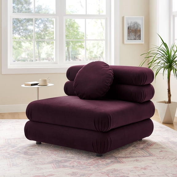 Modway Jubilee Performance Velvet Upholstered Armless Chair in Mulberry