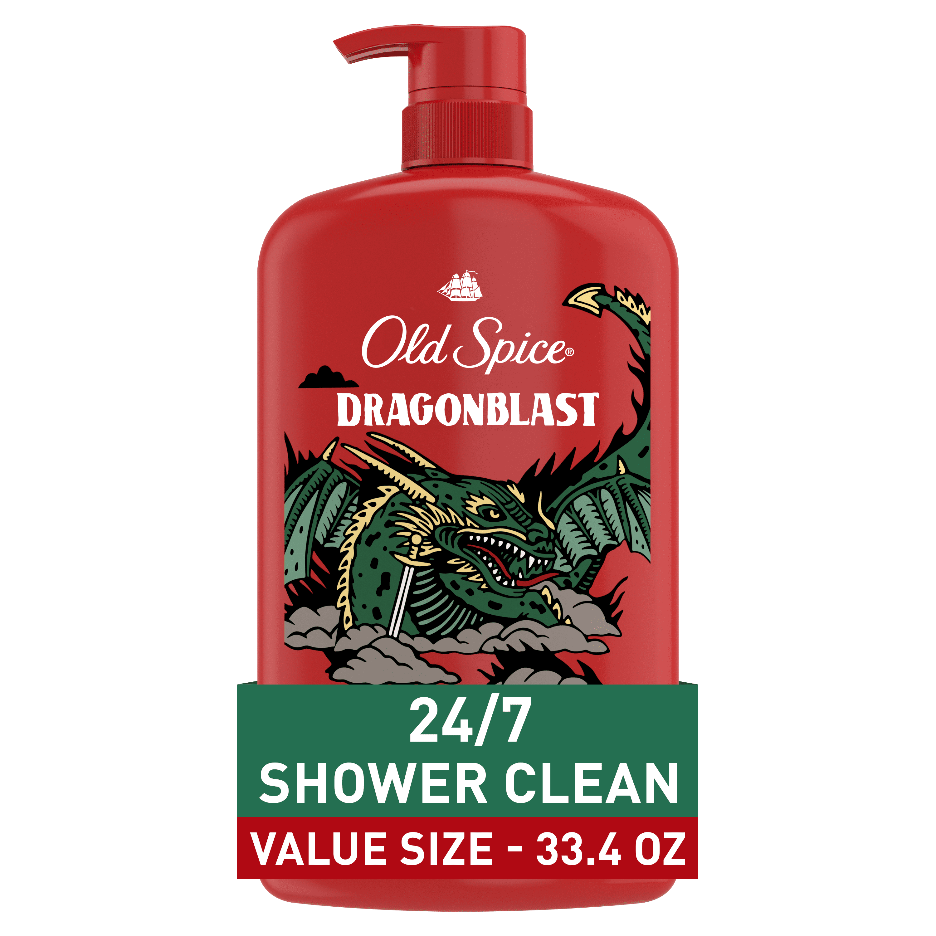 (4 pack) Old Spice Body Wash for Men, Dragonblast, Long Lasting Lather, All Skin Types, 33.4 oz