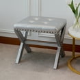 thumbnail image 3 of 20" Chic Silver Polyester Vanity Stool with Nailhead Trim, Set of 2, 3 of 7