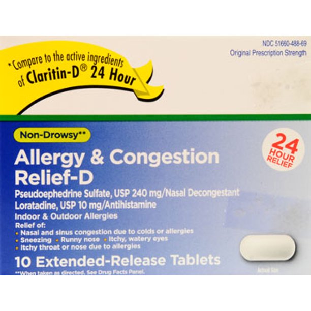 Allergy & Congestion ReliefD Extended Release Tablets, 10 Count