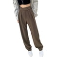 thumbnail image 5 of Pantalones de pierna ancha de traje para mujer, primavera y otoño, cintura alta, drapeados, sueltos, adelgazantes, pantalones casuales, rectos, pantalones largos con fregona, 5 of 5