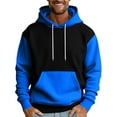 thumbnail image 2 of QHRMKOG Mens Hoodies Pullover Fashion Color Block Hooded Sweatshirrt Relaxed Fit Long Sleeve Drawstring Hoodie Fall Warm Top with Pockets Blue 2XL, 2 of 5