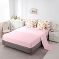 thumbnail image 5 of Feelyou Cute Shark Animal Twin Bedding Sets for Girls Kids, Strawberry Flower Bedding Comforter Set, Pink Cream, Pink Reversible, 7-Piece, 5 of 7