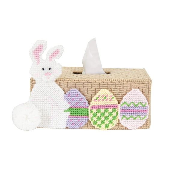 Mary Maxim Sniffles the Bunny Tissue Box Cover Plastic Canvas Kit