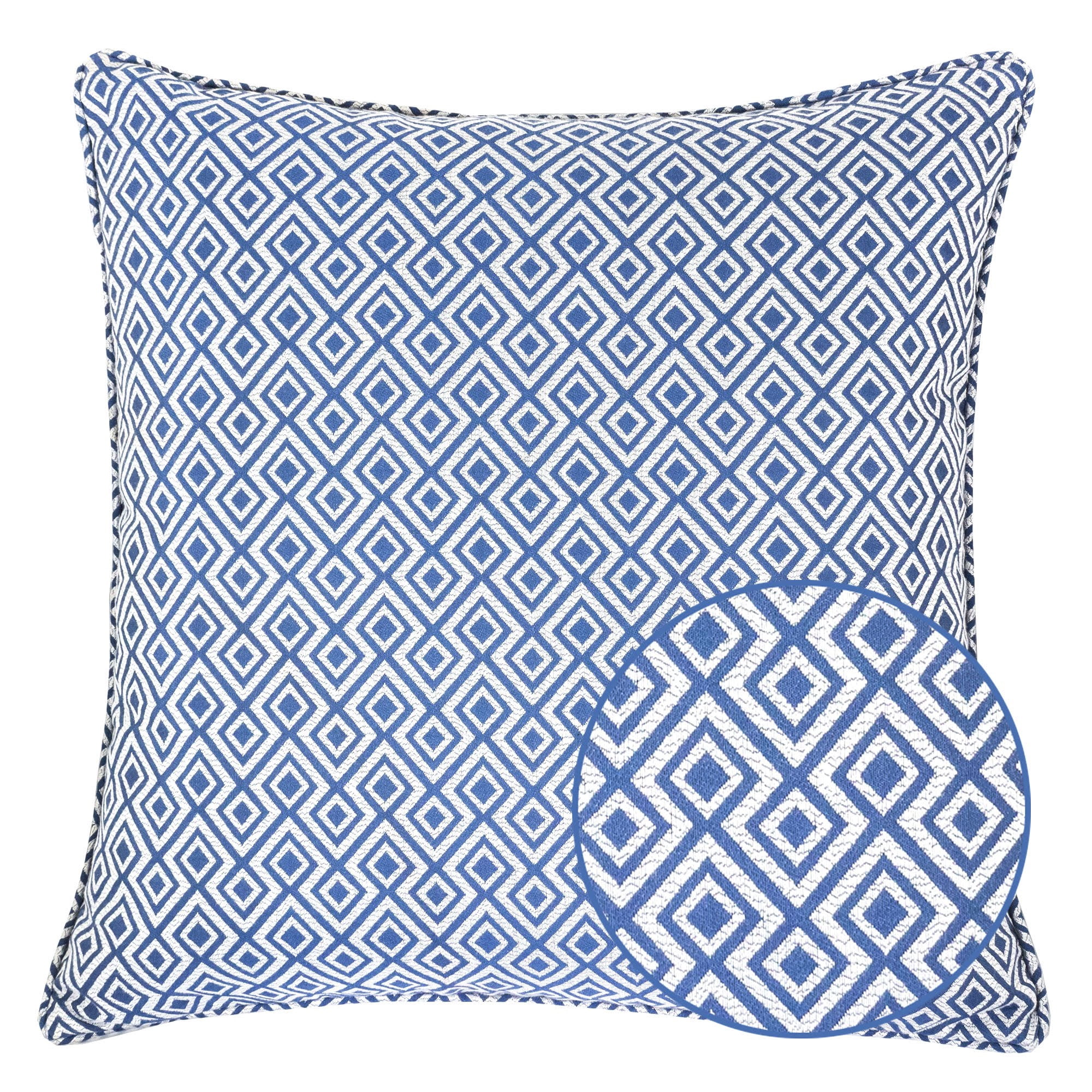 Jackie Navy Geometric Polyester 20 in. x 20 in. Throw Pillow
