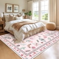 thumbnail image 3 of GlowSol 5x7 Charming Botanical Butterfly & Insect Washable Area Rug, Non-Slip Low-Pile Stain Resistant Floor Carpet for Living Room Bedroom Nursery Home Decor, Pink, 3 of 9