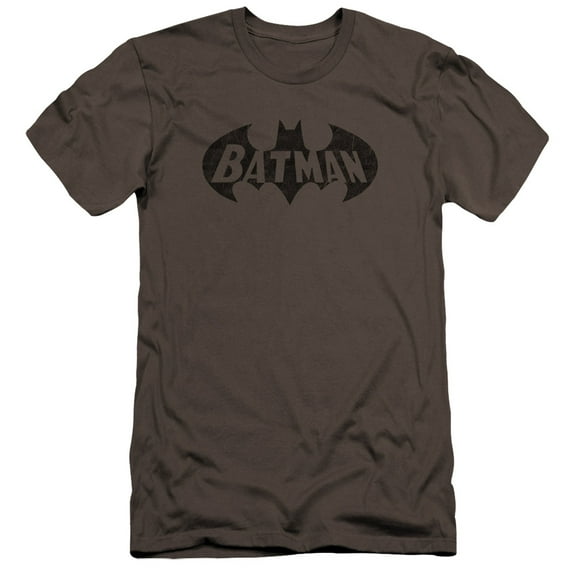 Batman Crackle Bat Premium Canvas T-Shirt Adult Slim Fit 30/1-Charcoal