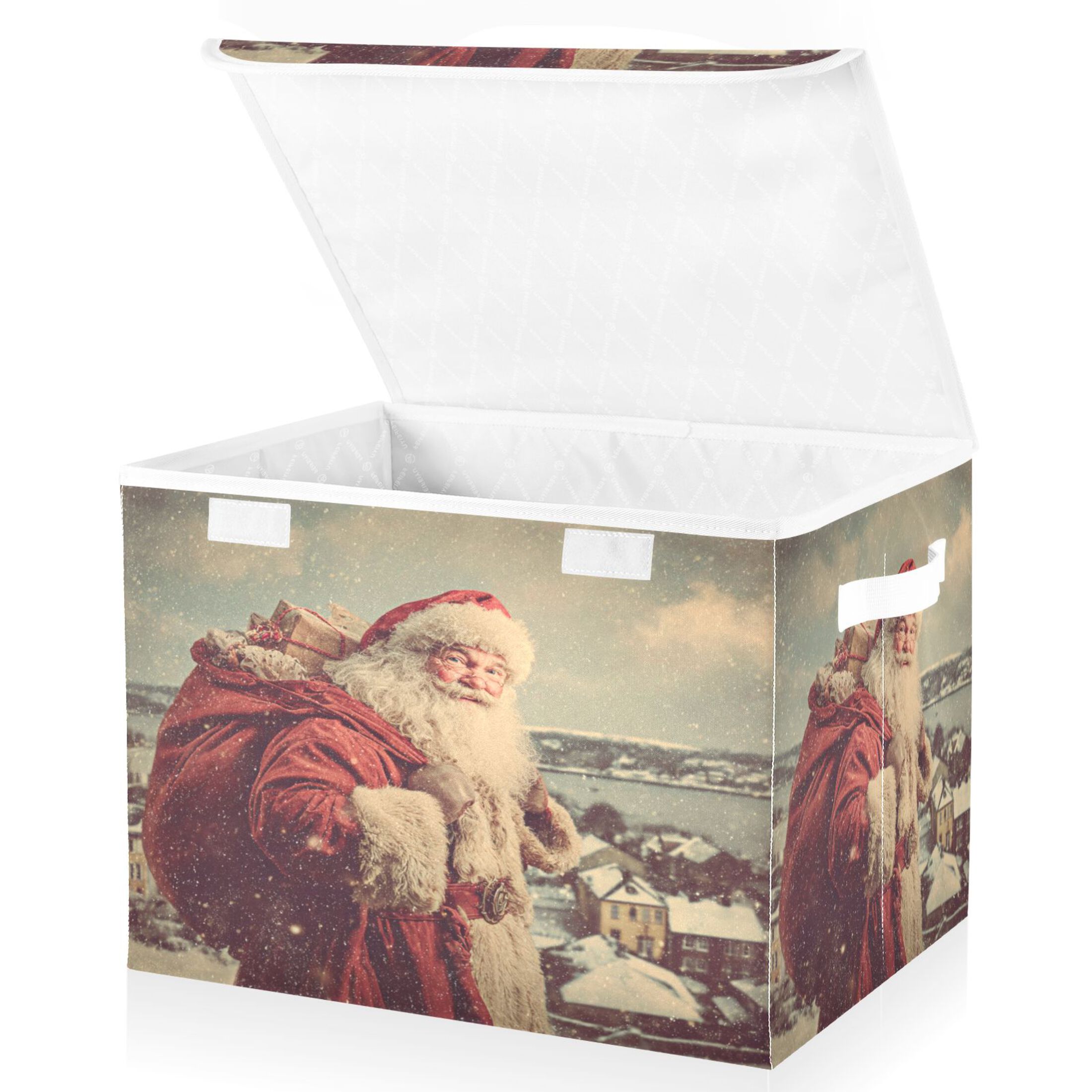 IAUYY 42*32*30cm Storage Bin with Lid Storage Boxes with Handles,300D Oxford Fabric+Hollow Board Applicable to Clothes Storage Office Storage,An Old Photo