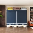 thumbnail image 5 of 59Inch Portable Closet Organizer, 3 Hanging Rods, 3 Drawers & 3 Storage Shelves, Dustproof Non-woven Fabric Wardrobe, Easy to Assemble for Bedroom, blue, 5 of 11