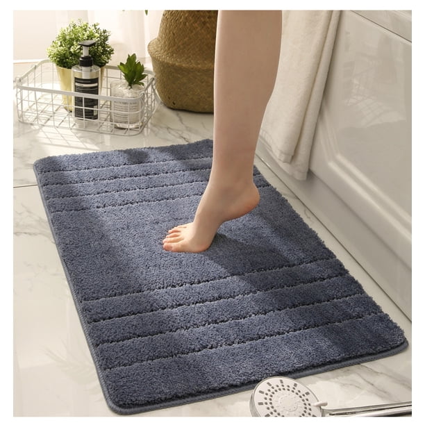 Juego de 2 alfombras de baño de 50 x 80 cm, hechas de 100 % poliéster, extrasuaves y antideslizantes, especializadas en lavable a máquina y absorbente de agua, azul cielo Sincero Hogar