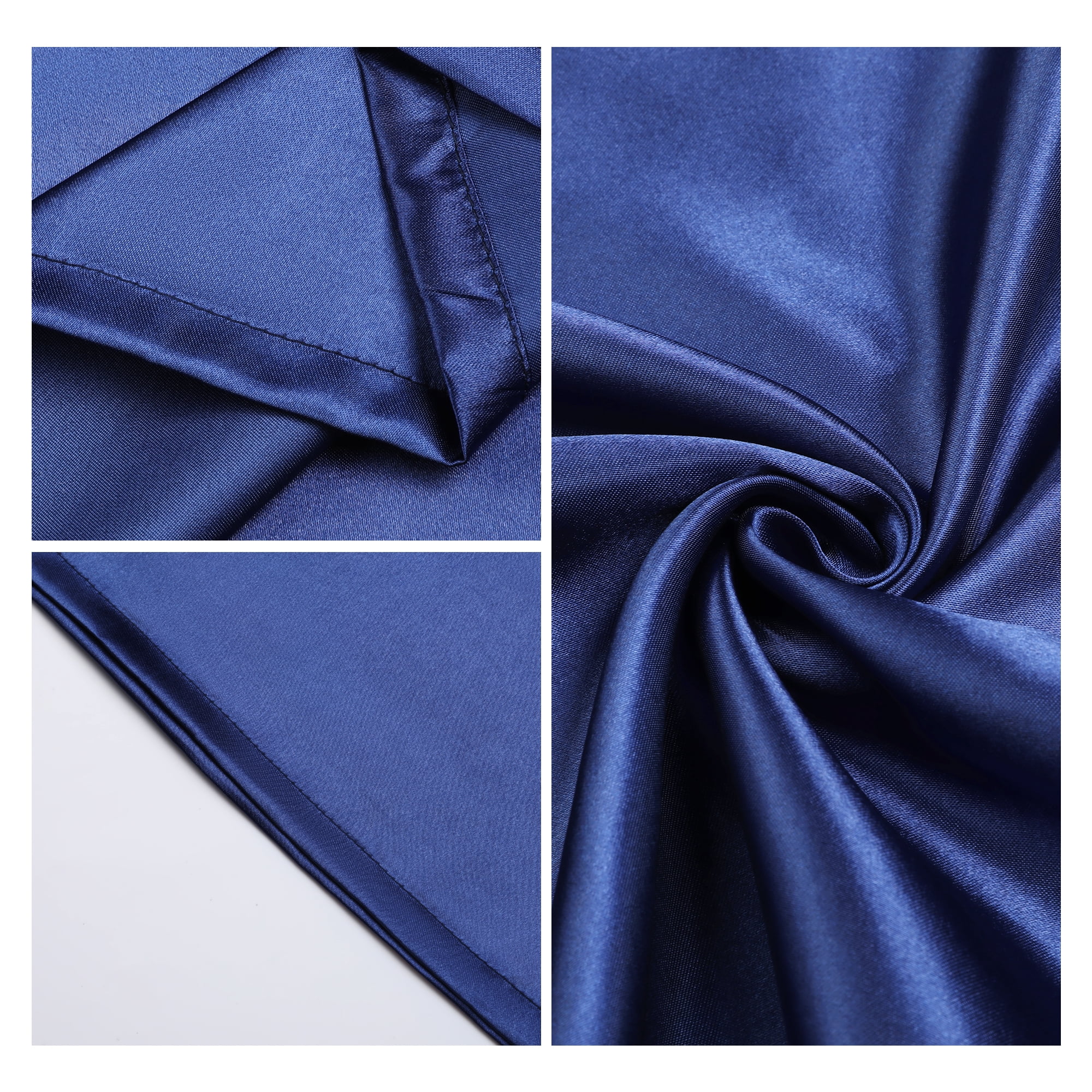 Unique Bargains Satin Pillow Cases Set of 2 Cooling Pillow Covers Navy Blue