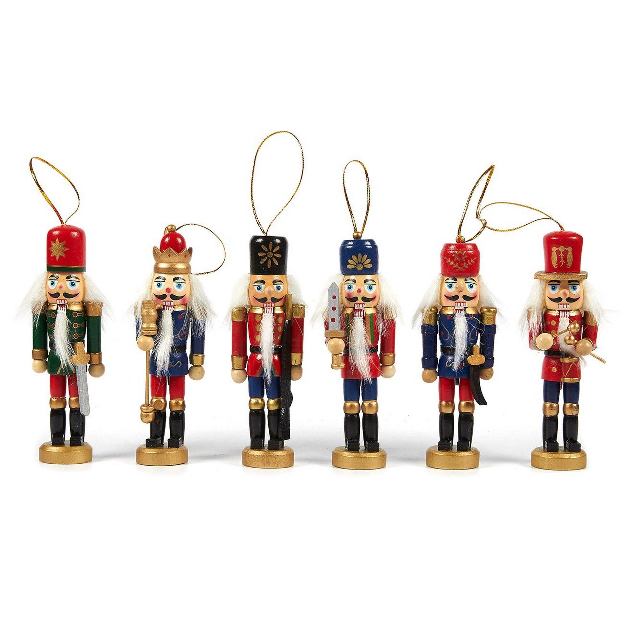 6Pack Of Christmas Tree Decorations  Hanging Wooden Decorations