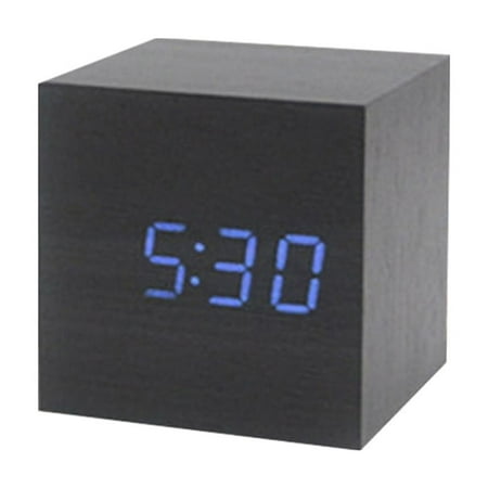 SIEYIO Wood Cube Voice Control Led Alarm Clock Decorative Clock Ornaments Art Crafts