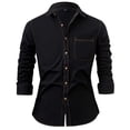 thumbnail image 2 of Stamzod Button Down Shirts for Men Casual Long Sleeve Denim Shirt Men Business Office Work Jean Shirts with Pocket Black B M, 2 of 8