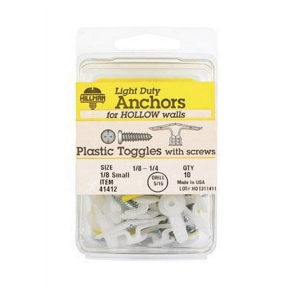 Hillman Pop Toggle Wall Anchors With Screws 1/8 " 10 / Card