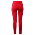 thumbnail image 3 of A2Y Women's Solid Slim Fit High Rise Side Rhinestoned Line 5 Pockets Ponte Pants Red S, 3 of 6
