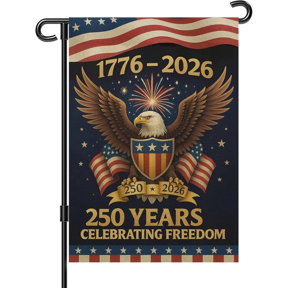 250th Anniversary American Flag Garden Banner, 1776-2026 Commemorative Patriotic Yard Sign, Double-Sided Waterproof Outdoor Decoration, 12 x 18 Inch