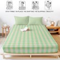 thumbnail image 5 of Queen Size Fitted Sheet Set - Sage Green 3 Piece Bedding Sets 16" Deep Pocket Fitted Sheet with 2 Pillowcases, Grid Checkered Plaid Gingham Lattice Trellis Brushed Microfiber Hotel Luxury Bed Sheets, 5 of 9