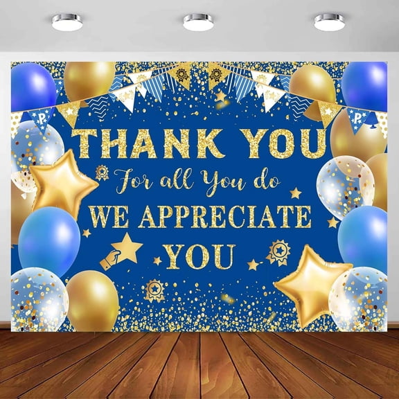 10 x 8 ft We Appreciate You Photo Backdrop, Thank You for All You Do Background Golden Glitter Graduation Employee Recognition Nurse Day Teacher Day Supplies Decoration Photography Backdrop Banner