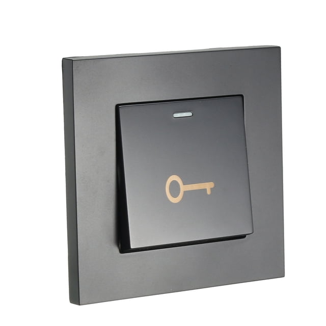 Unique Bargains Pousser pour Sortir Bouton Interrupteur Mural Réinitialisable Noir AC 250V 16A
